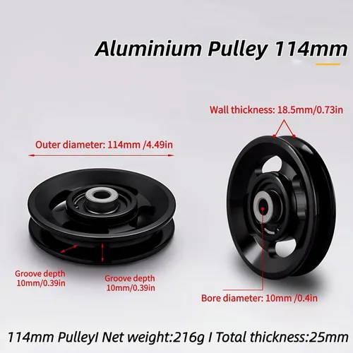 Miniatura 3 de Rueda de polea de rodamiento de aluminio universal para gimnasio, rueda de polea de rodamiento de aleación de aluminio universal para máquina
