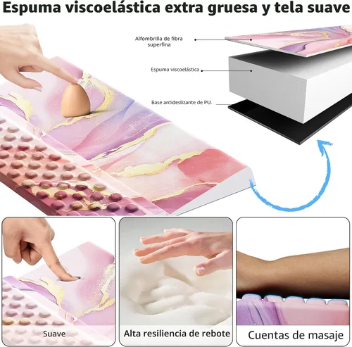 Miniatura 3 de Ospelelf Reposamuñecas para teclado, cómodo soporte ergonómico para teclado para oficina y hogar Rosa