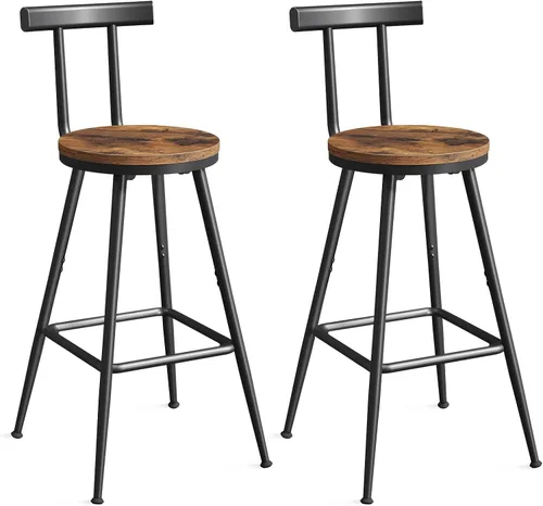 Miniatura 9 de MAHANCRIS Taburetes de bar, juego de 2 sillas de bar con respaldo y reposapiés, taburetes de mostrador de 26 pulgadas de alto, marco de metal, pies