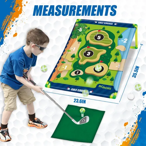Miniatura 2 de Juego de astillado de golf de velcro con 2 palos, juego de batalla de golf adhesivo portátil para interiores y exteriores, patio trasero, parque