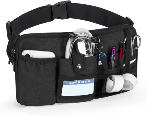 Miniatura 15 de Trunab Riñonera para enfermera, cinturón organizador de enfermería con correa de cintura ajustable, bolsa de cintura para suministros médicos