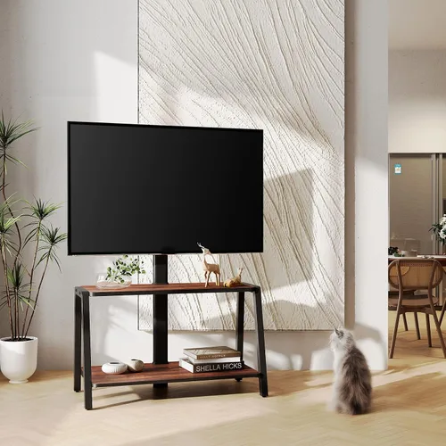 Miniatura 6 de FITUEYES Soporte de TV de madera con soporte para televisores de 32 a 55 pulgadas, centro de entretenimiento de 2 niveles con almacenamiento