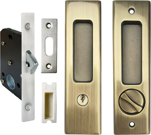 Miniatura 6 de LWZH Cerradura de puerta de bolsillo de privacidad negro mate de 6.3 pulgadas, cerradura de manija empotrada invisible con llaves, cerradura