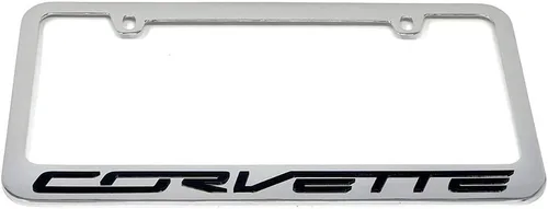 Miniatura 7 de Marco de placa de matrícula C7 Corvette Stealth - Negro con escritura Corvette negra