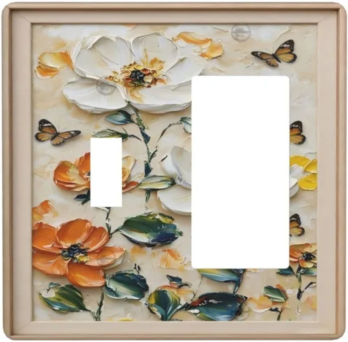 Miniatura 107 de Cubiertas Decorativas de Arte para Interruptores de Luz, Hojas de Otoño, Placa de Pared de Palanca Individual, Cubierta Decorativa de Interruptor