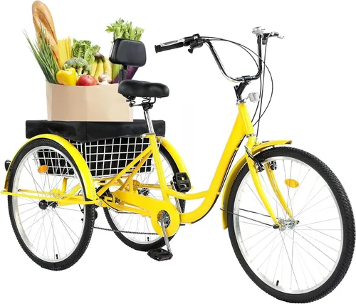 Triciclo para adultos de 24/26 pulgadas, 7 velocidades, triciclo de 3 ruedas para adultos para mujeres/hombres/personas mayores, bicicleta de tres