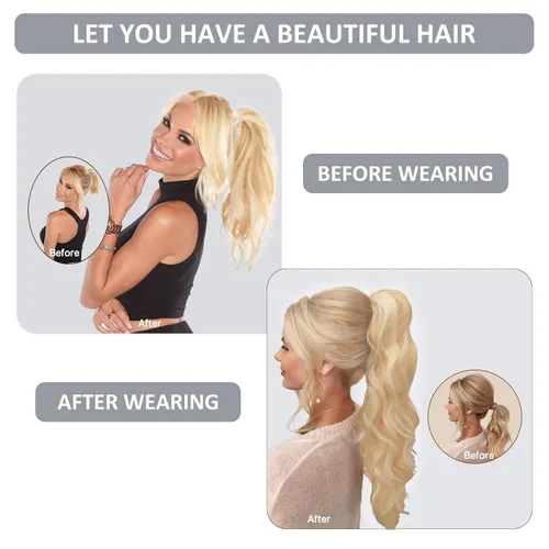 Miniatura 8 de Caliee Extensión de cabello humano de 14 pulgadas de largo, con reflejos P12/60A, color marrón dorado con rubio platino, extensión de cabello 100%