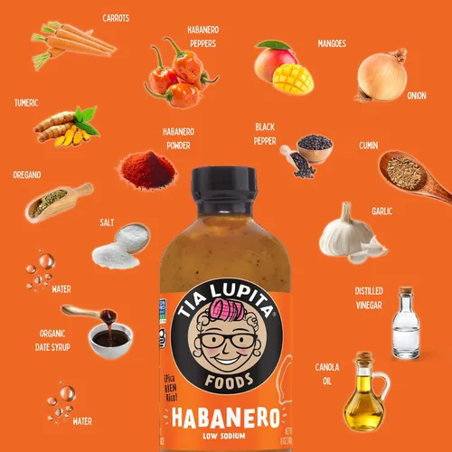 Miniatura 4 de Tia Lupita Salsa picante Habanero de 8 onzas (paquete de 2) hecha con pimientos habanero, sabor sabroso, especias medianas, dulce, todo natural, sin