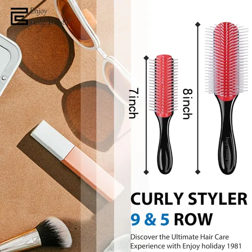 Miniatura 2 de 2 cepillos de pelo para mujeres y hombres, 7 filas y 5 filas, rizado, húmedo o seco, cepillos clásicos para cabello grueso natural, separación
