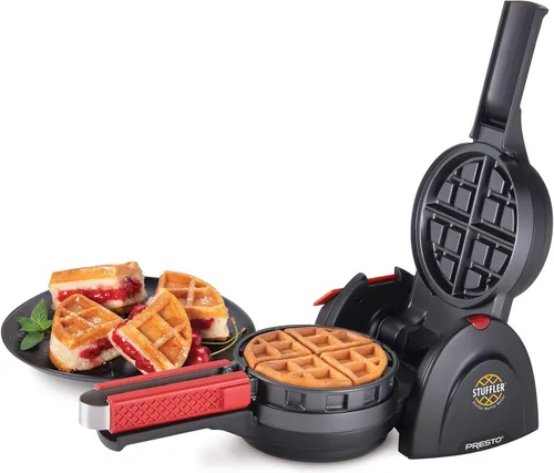 Miniatura 10 de Presto 03512 Stuffler - Máquina de gofres rellenas, belga, grande, negra (Paquete de 2)