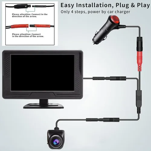 Miniatura 6 de Sistema de monitor de cámara de respaldo para automóvil, cámara de visión trasera, impermeable, visión nocturna, líneas de guía de bricolaje
