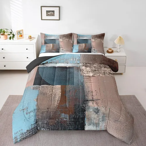 Miniatura 11 de Erosebridal Juego de edredón abstracto amarillo, tamaño King, juego de ropa de cama gris acuarela gris, teñido anudado, degradado, grunge, Ombre 29