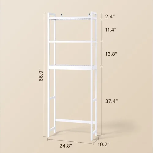 Miniatura 2 de Gizoon Armario de almacenamiento de 3 niveles sobre el inodoro, almacenamiento de bambú para baño sobre inodoro con estantes ajustables, estantes