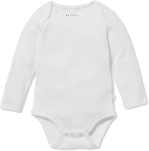 MORI Baby Supreme Comfort - Body de manga larga para niños y niñas, mameluco unisex con cuello sobre y sin níquel