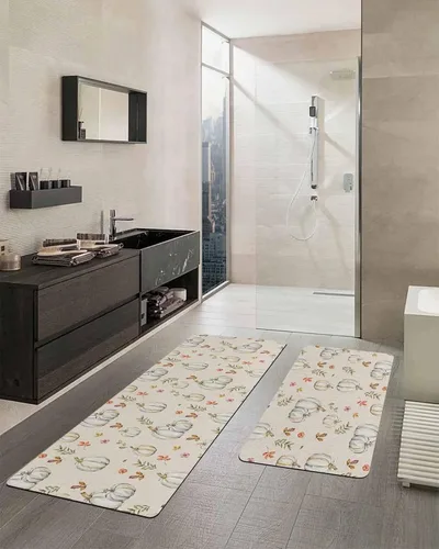 Miniatura 2 de Tapete de baño retro con diseño de calabaza para bañera, antideslizante, de secado rápido y absorbente, tierra de diatomeas, fregadero, dormitorio