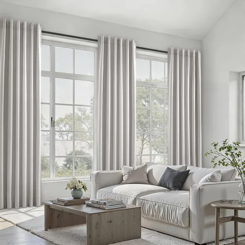 Miniatura 13 de Topfinel Cortinas opacas, blanco beige, 2 paneles, ventanas pequeñas, textura, mezcla de lino, bohemia, abedul, rural, gancho, bolsillo trasero