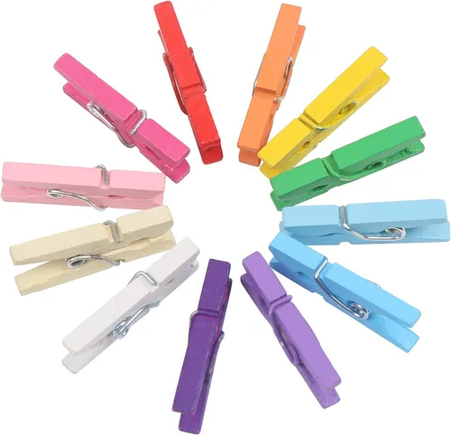 Miniatura 4 de KIMOBER 200 mini pinzas de madera para ropa, colores mezclados, pequeños pasadores para manualidades, fotos, papel