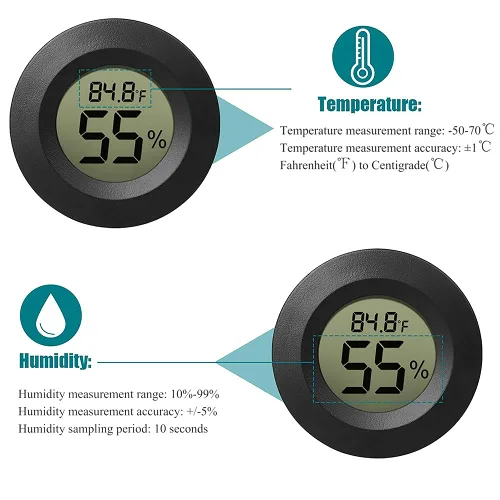 Miniatura 2 de Paquete de 6 mini higrómetros termómetro digital LCD monitor de humedad para interiores y exteriores, medidor de humedad para humidificadores