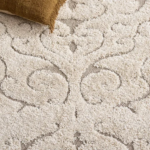 Miniatura 6 de SAFAVIEH Florida Shag Collection - Tapete para pasillo, 2 pies 3 pulgadas x 7 pies, color crema y beige, diseño de volutas, no desprende pelusa