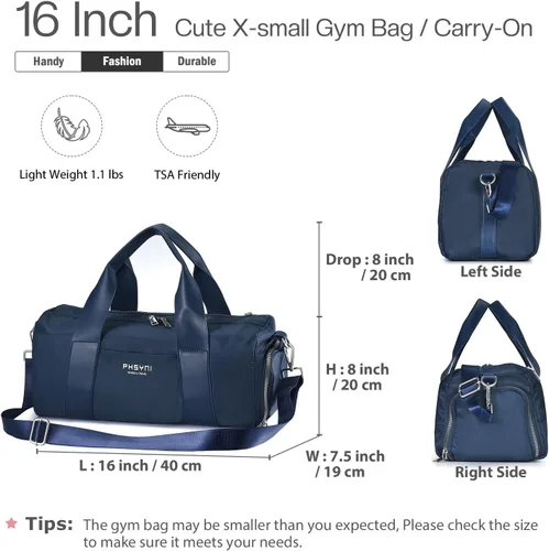 Miniatura 2 de Bolsa compacta de gimnasio deportiva para mujer, bonita bolsa de lona con bolsillo húmedo y compartimento para zapatos, bolsa de entrenamiento