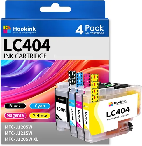 LC404 - Cartuchos de tinta de repuesto compatibles con Brother LC 404 LC-404 LC404XL para MFC-J1205W MFC-J1215W MFC J1205W J1215W paquete de 4