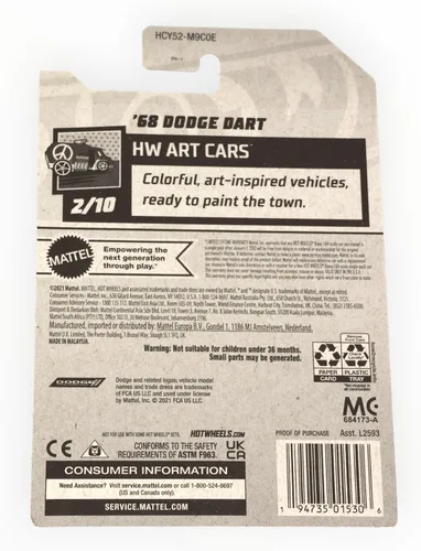 Miniatura 2 de Hot Wheels 2022 - Dodge Dart '68 - Kroger Exclusive Teal - HW Art Cars 2/10 - Mint/NrMint envía burbujas envueltas en una caja