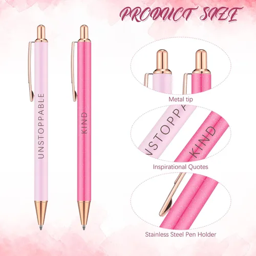 Miniatura 2 de Outus Juego de 6 bolígrafos de Navidad elegantes, regalos inspiradores para mujeres, bolígrafos motivacionales de oficina, regalos de metal bonito