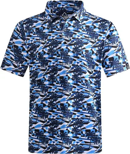 Miniatura 37 de DEOLAX Camisa de golf para hombre, con estampado de moda, atlética, de manga corta, clásica, casual, ajuste seco, suave, para hombres