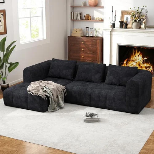 Miniatura 4 de Sofá seccional modular de 105", sofá sin estructura para sala de estar, sofá seccional tipo nube con asiento profundo, sofá en forma de L, sofás