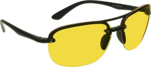 proSPORT Visión nocturna antideslumbrante lente amarilla gafas de sol conducción hombres mujeres aviador metal plástico Marcos Marco negro Panther -