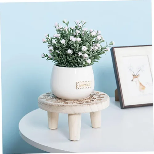 Miniatura 9 de OSALADI Pequeño soporte de madera para plantas suculentas de interior, pedestal de madera, taburete de madera pequeño, soporte para macetas, soporte