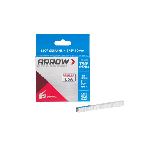 Miniatura 22 de Arrow 508 Heavy Duty T50 Longitud de pierna de 1/2 pulgada, corona de 3/8 pulgadas, grapas para tapicería, construcción, muebles, manualidades, 1250