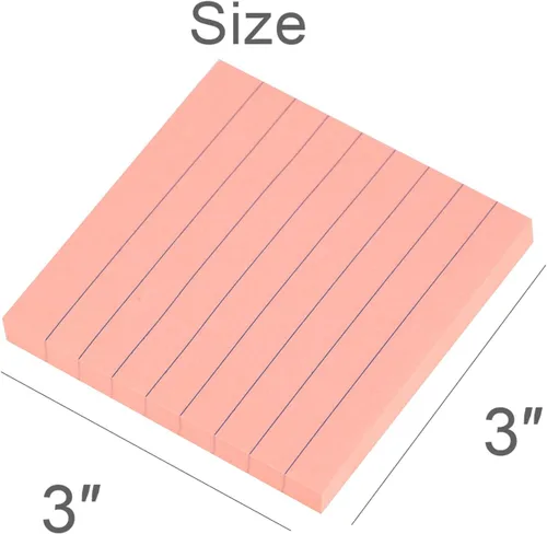 Miniatura 2 de Vanpad Notas adhesivas forradas de 3 x 3 pulgadas, almohadillas autoadhesivas a rayas de color rosa brillante, fáciles de publicar para el hogar
