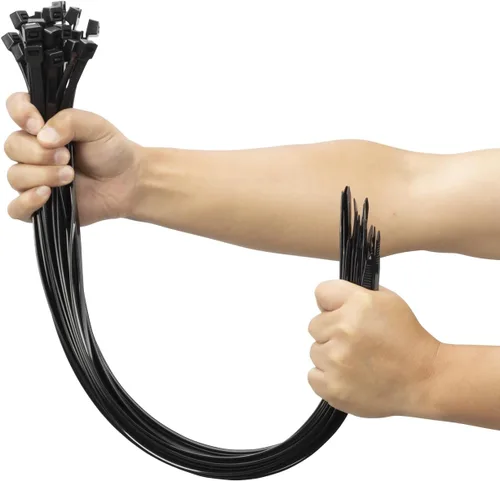 Miniatura 10 de XINGO Bridas de cremallera negras de 48 pulgadas para trabajo pesado 25 PCS, 200 LBS Bridas de alambre de plástico ultra fuertes, Bridas de cable