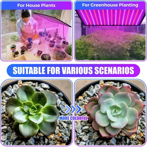 Miniatura 5 de Liliful 4 paneles de luces de cultivo artificiales de espectro completo de 200 W con 225 LED para interior y exterior para tienda de campaña de Azul