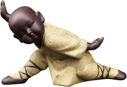 Miniatura 8 de Kingzhuo Estatuilla de Buda en miniatura de cerámica, pequeña y linda estatua de Buda, figura de monje, manualidades creativas para bebés, adornos
