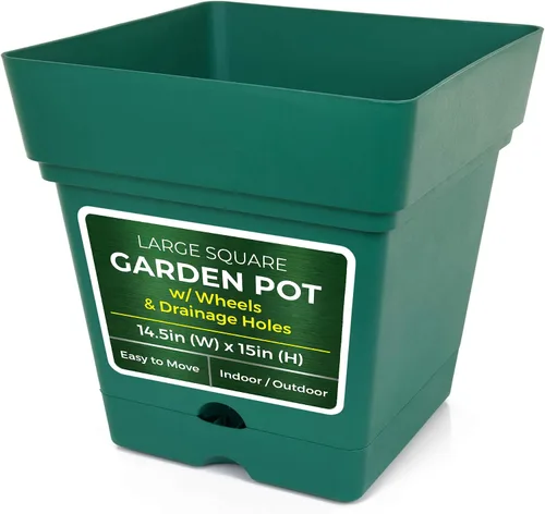 Miniatura 6 de Mintra Home - Maceta grande para jardín con ruedas, maceta de plástico ligera para plantas de interior y exterior, contenedor decorativo para porche