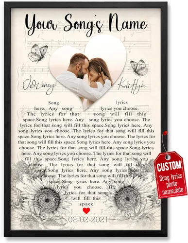 Miniatura 23 de H-DEWALL Póster personalizado de letras de canciones, regalos de cumpleaños para esposo para dormitorio, discos de vinilo, fotos, regalos para él