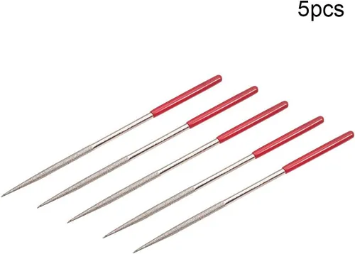 Miniatura 4 de Utoolmart Lima de aguja de diamante, juego de 5 limas de aguja de diamante, herramientas redondas de 0.197 in x 7.087 in, limas de punta pequeña