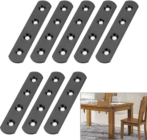 Miniatura 7 de Sumnacon 8 placas planas de acero inoxidable – Placa de reparación resistente de 4 pulgadas, soportes de esquina recta, conectores de reparación