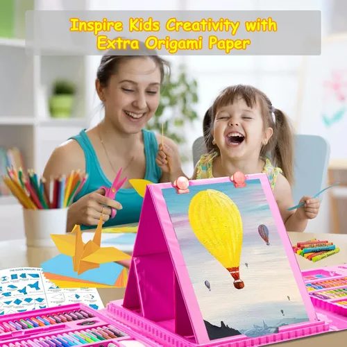 Miniatura 4 de Suministros de arte, paquete de 272 juegos de arte para niñas, niños, adolescentes, artistas, caja de arte de regalo de lujo con caballete triple