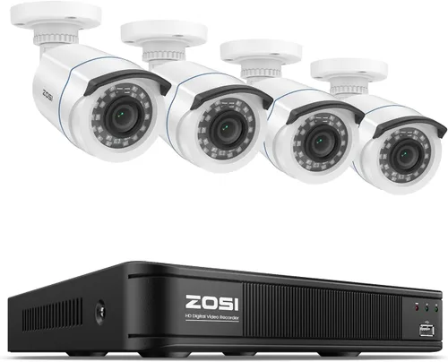Miniatura 11 de ZOSI - 4 Pack 2MP 1080p HD-TVI Cámara de seguridad para el hogar, para exteriores e interiores, 1920TVL, 36 ledes, visión nocturna, cámara bala CCTV