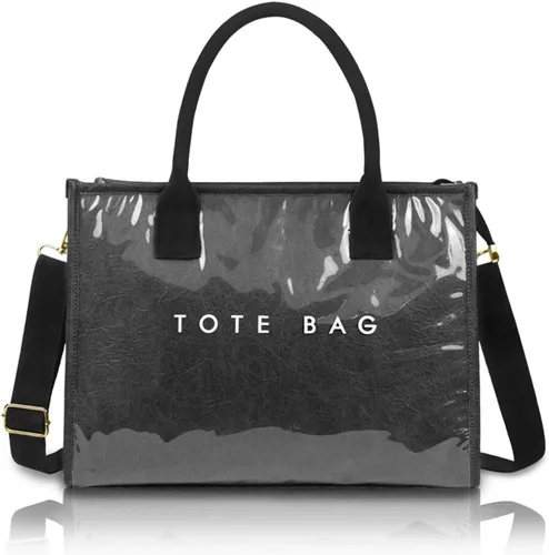 Miniatura 8 de Bolsa de PVC para mujer, ligera, con compartimentos, bolsa de hombro para viajes, trabajo, gimnasio