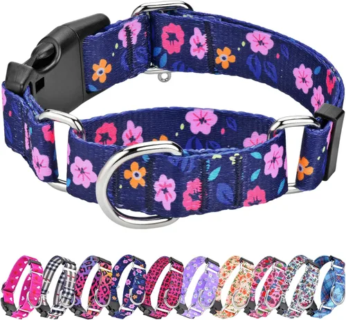 Miniatura 18 de Collar Martingale para perros, collares ajustables de nailon suave con diseño especial lindos patrones para perros pequeños, medianos y grandes Flor