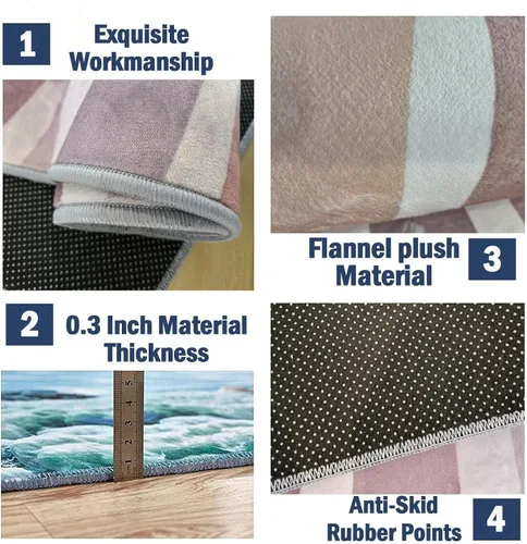 Miniatura 5 de Alfombra de área de flores simples moradas, alfombra abstracta degradada para interiores, decoración de sala de estar, cálida, suave, duradera