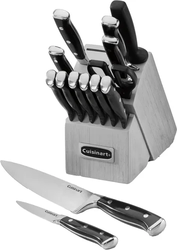 Miniatura 10 de Cuisinart - Juego de 15 cuchillos con bloque, acero inoxidable de alto carbono, remache triple forjado, natural C77CTR-15P