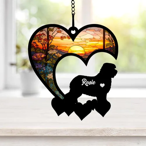 Miniatura 41 de NAZENTI Atrapasoles personalizado de sabueso afgano, adorno conmemorativo personalizado para la pérdida de mascotas, regalo de condolencia