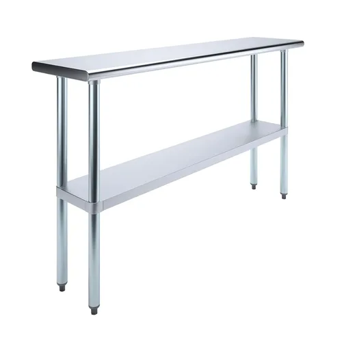 Miniatura 17 de AmGood Mesa de trabajo de acero inoxidable con estante inferior Preparación de alimentos NSF Estación de trabajo utilitaria