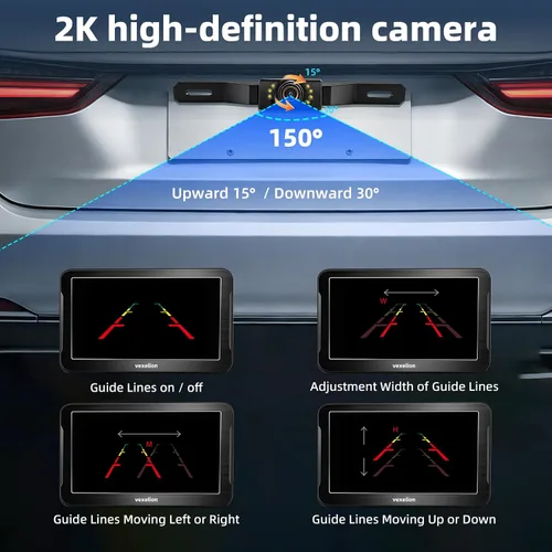 Miniatura 3 de Kit de cámara de respaldo para camión, monitor HD 2K de 7 pulgadas, vista frontal y trasera, visión nocturna, impermeable IP69, líneas de rejilla