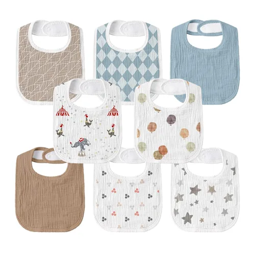 Baberos de muselina para bebé, paquete de 8, baberos para babear y dentición para bebé, absorbentes, suaves de algodón orgánico, babero ajustable